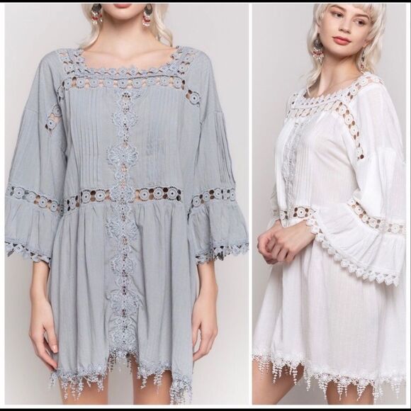 woven Tunic Dress with lace - Picture 7 of 14